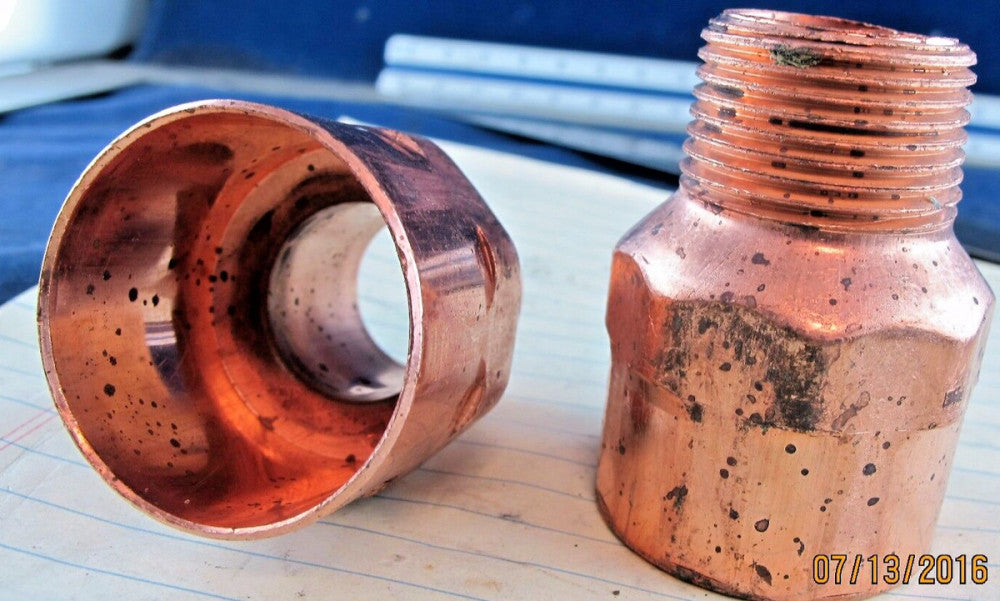 Lot of (2) 1-1/2" Female Tubing x 1" Male NPT Copper Adapter Esco [A1BA]