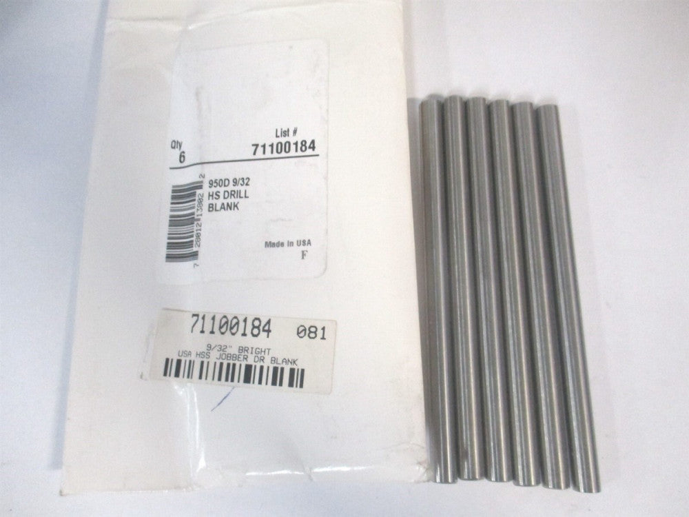 (950D 9/32) 9/32" x 4-1/4" OAL Bright Finish HSS Long Drill Blank - Pack of 6