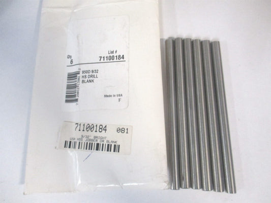 (950D 9/32) 9/32" x 4-1/4" OAL Bright Finish HSS Long Drill Blank - Pack of 6