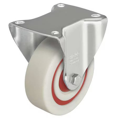 Zoro Select B-Pow 125Kf Rgd Plt Caster,Nylon,5 In.,330 Lb.,White