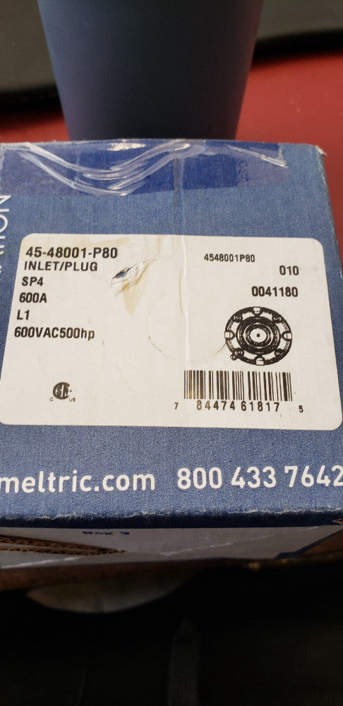 NEW IN BOX MELTRIC SP4 600A 600VAC 500HP INLET PLUG 45-48001-P80 (A2-4C)