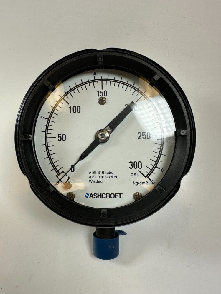 Ashcroft 45-1220-S-04L-300#/KSC General Service Gauge 4 1/2" 316 Tube/SKT - NOS