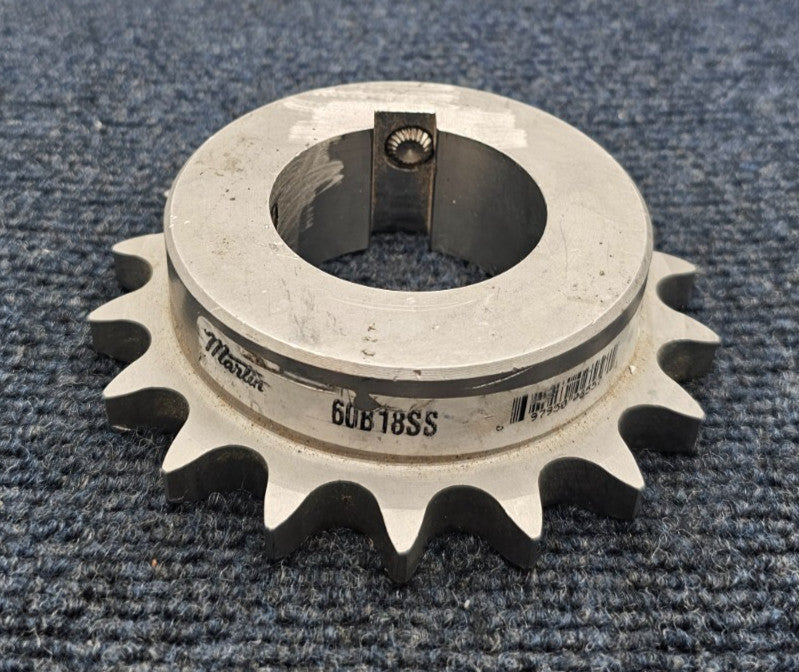 Martin 60B18SS Stainless Single Row Roller Chain Sprocket 2in 18t 3/4in Pitch