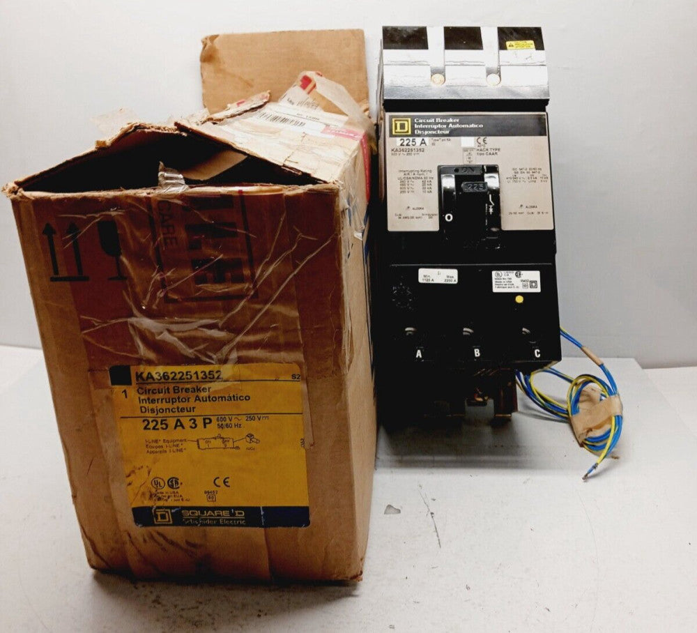 NEW SQUARE D KA362251352 225 AMP I-LINE CIRCUIT BREAKER 3P 600 VAC W/AUX SWITCH