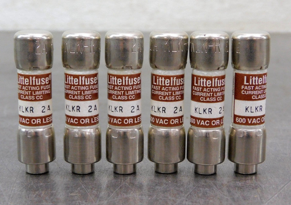 Littelfuse KLKR 2A Fast Acting Current Limiting Fuse 600V 2A Lot of Six (6)