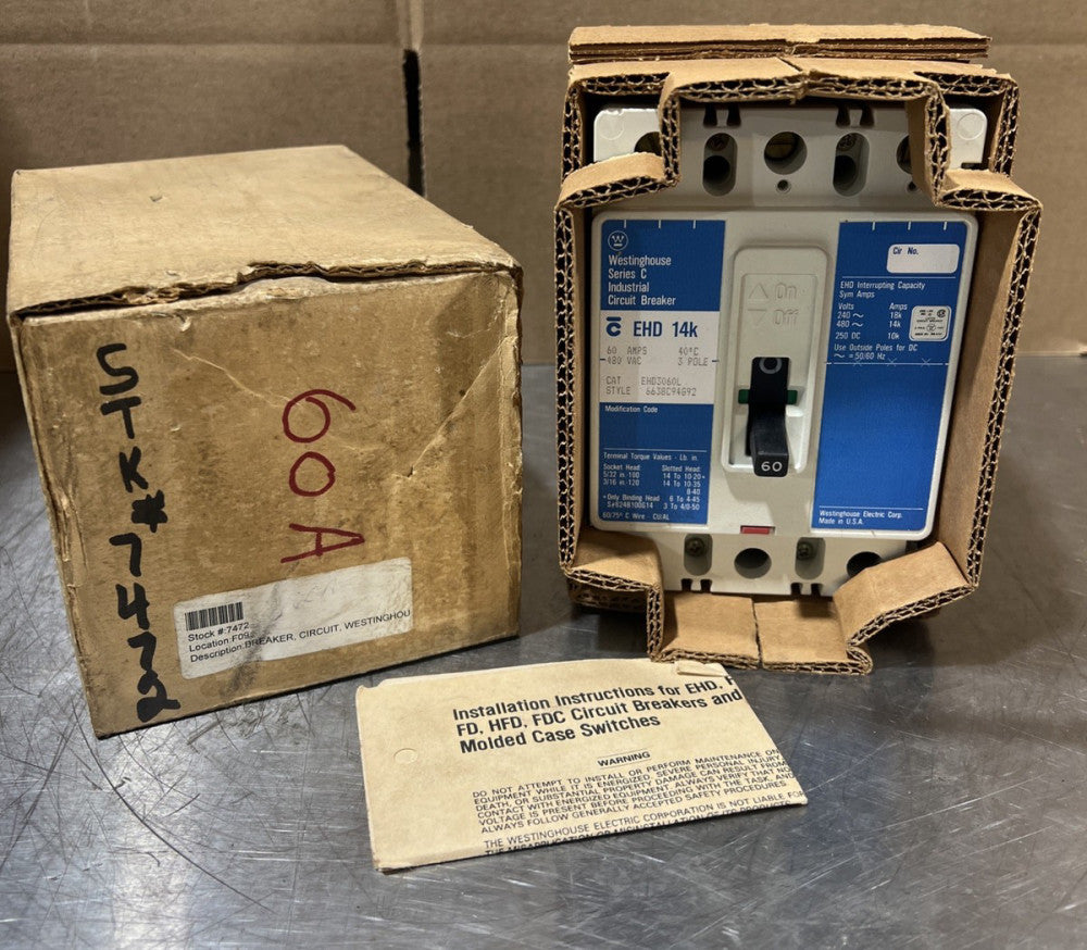 Westinghouse EHD3060L Circuit Breaker Nos Surplus