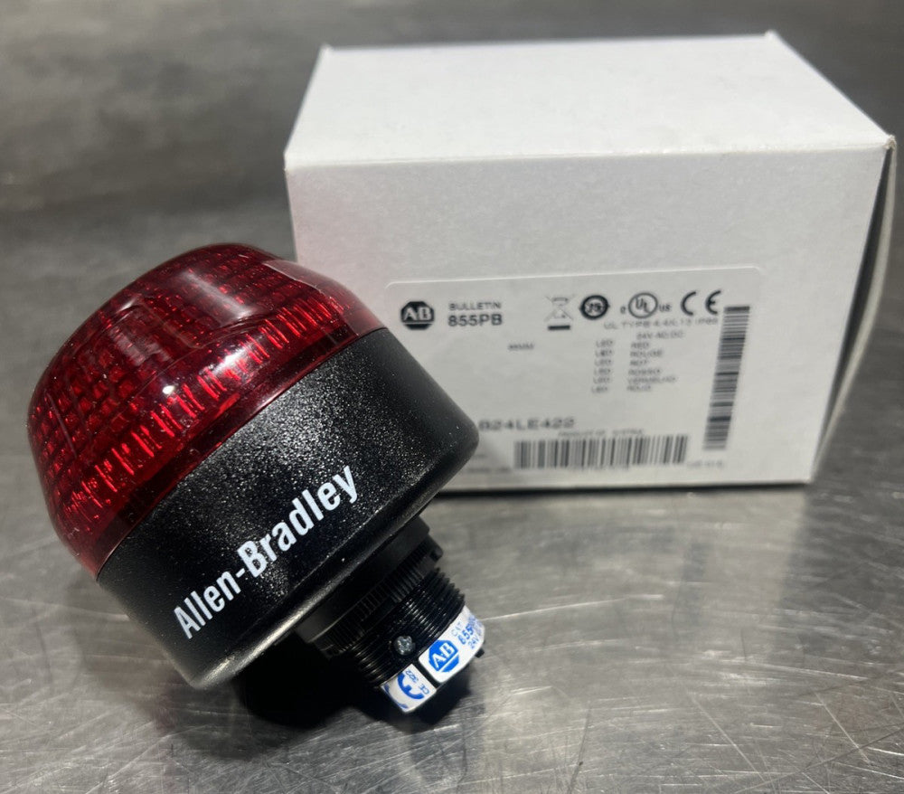 Allen Bradley 855PB-B24LE422 Panel Mount 24V Red 65MM Panel Mount LED Ser.A Nos