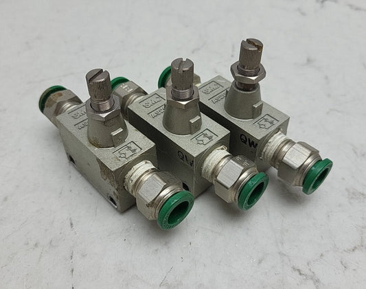 3 Pack Smc AS2000 Standard Type In-Line Speed Controller 3/8" Prestolok Used