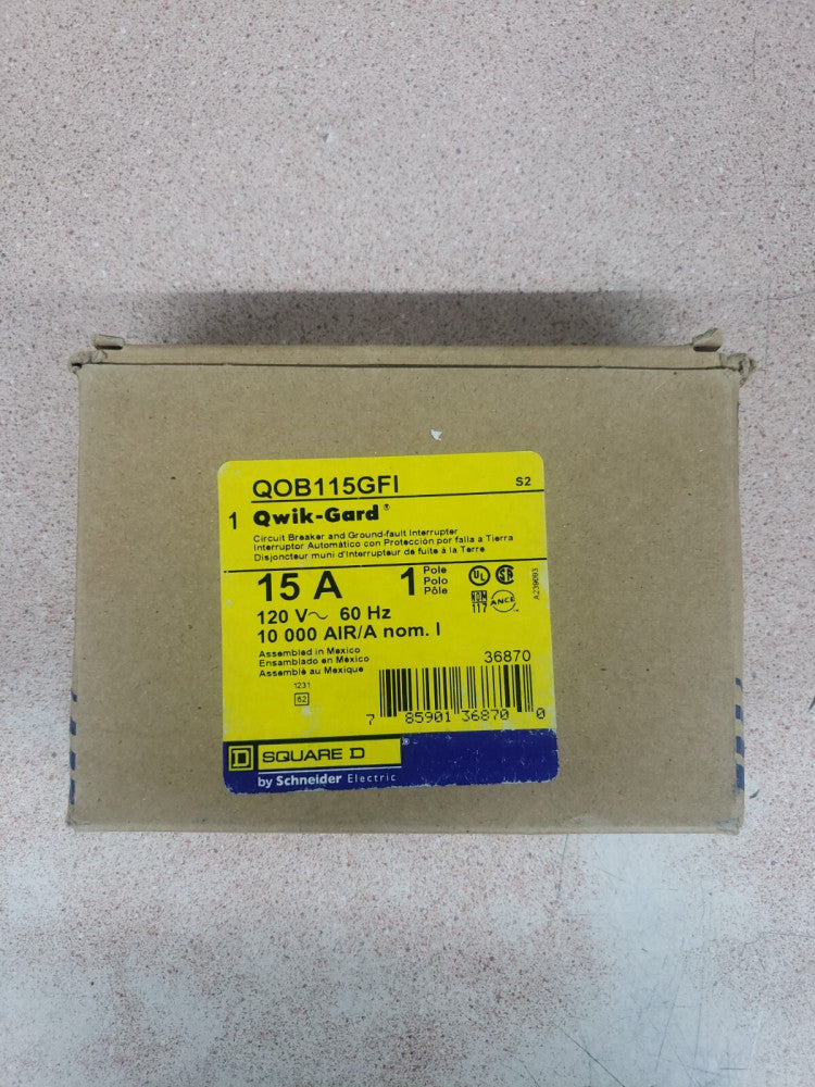 Square D QOB115GFI Circuit Breaker 15 Amp 1 Pole Bolt In GFI Ground Fault NOS