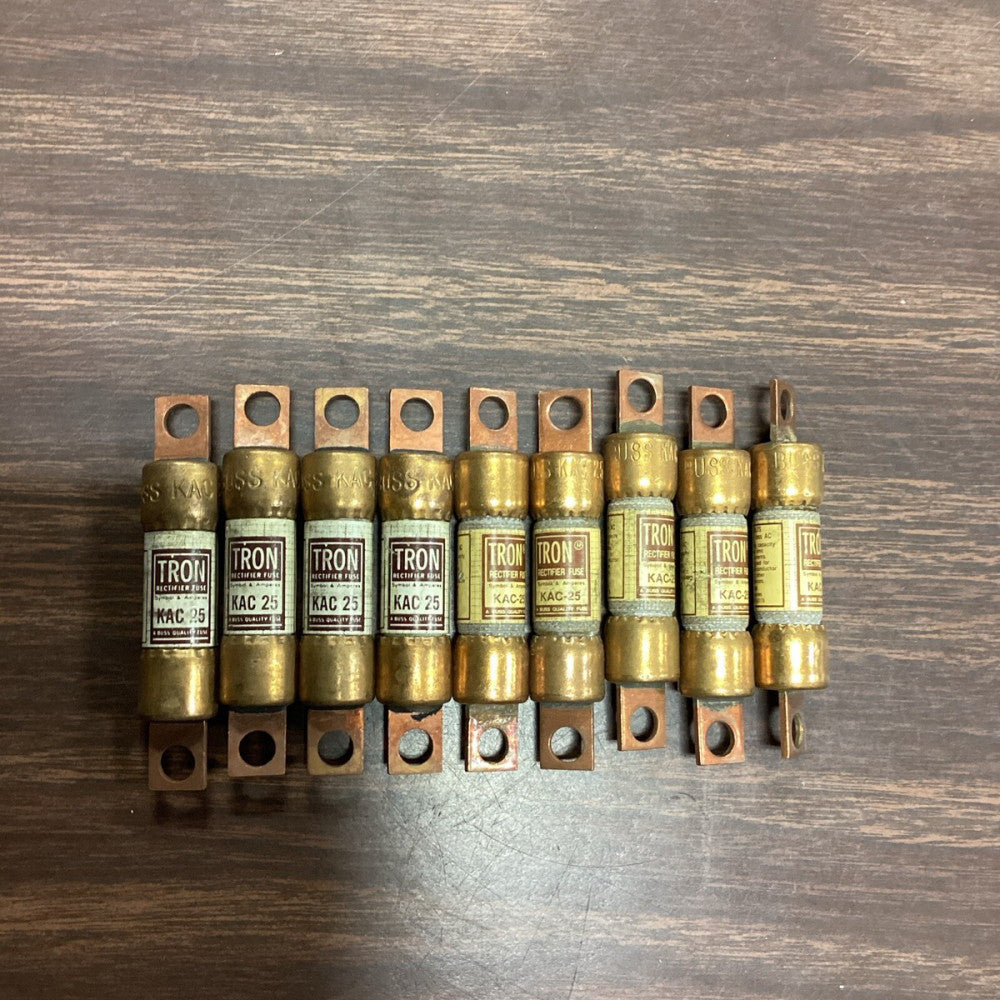 LOT OF 9 BUSSMANN TRON 25A 600V RECTIFIER FUSES KAC-25
