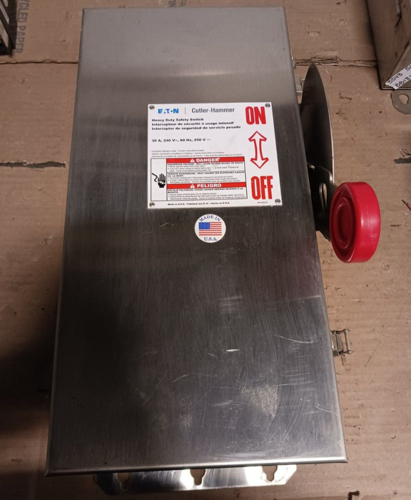 EATON CUTLER HAMMER DH321FWK FUSIBLE SAFETY SWITCH 30 AMP 240 VAC 3P NEMA 4x SS