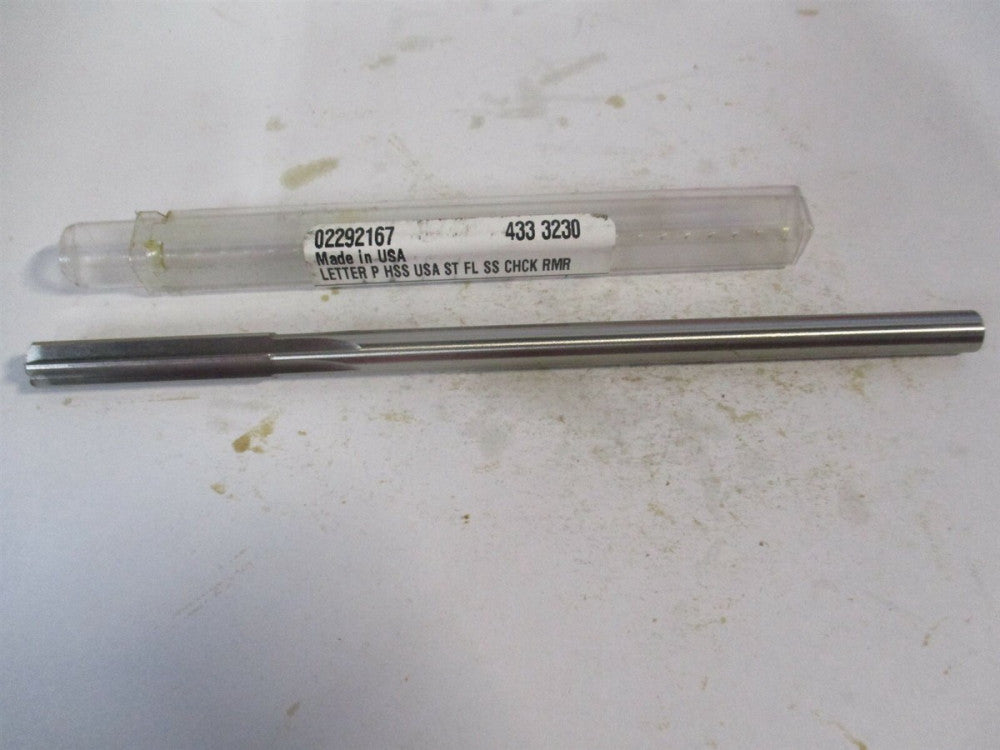 (433-0.3230) Letter P 1-1/2" x 6" OAL Straight Shank HSS 6Fl Chucking Reamer 