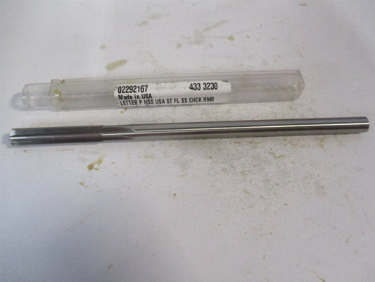 (433-0.3230) Letter P 1-1/2" x 6" OAL Straight Shank HSS 6Fl Chucking Reamer 