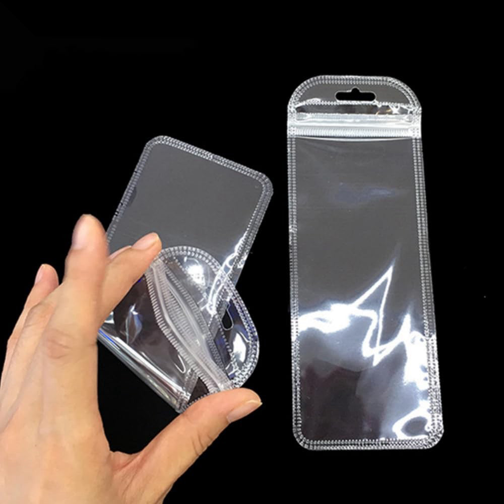 100 Pieces Self Sealing Bag with Hang Hole Resealable Zip Storage Lock Clear ...