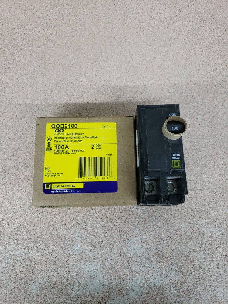 New in Box Square D QOB2100 2 pole 100 amp 120/240v Bolt on Circuit Breaker
