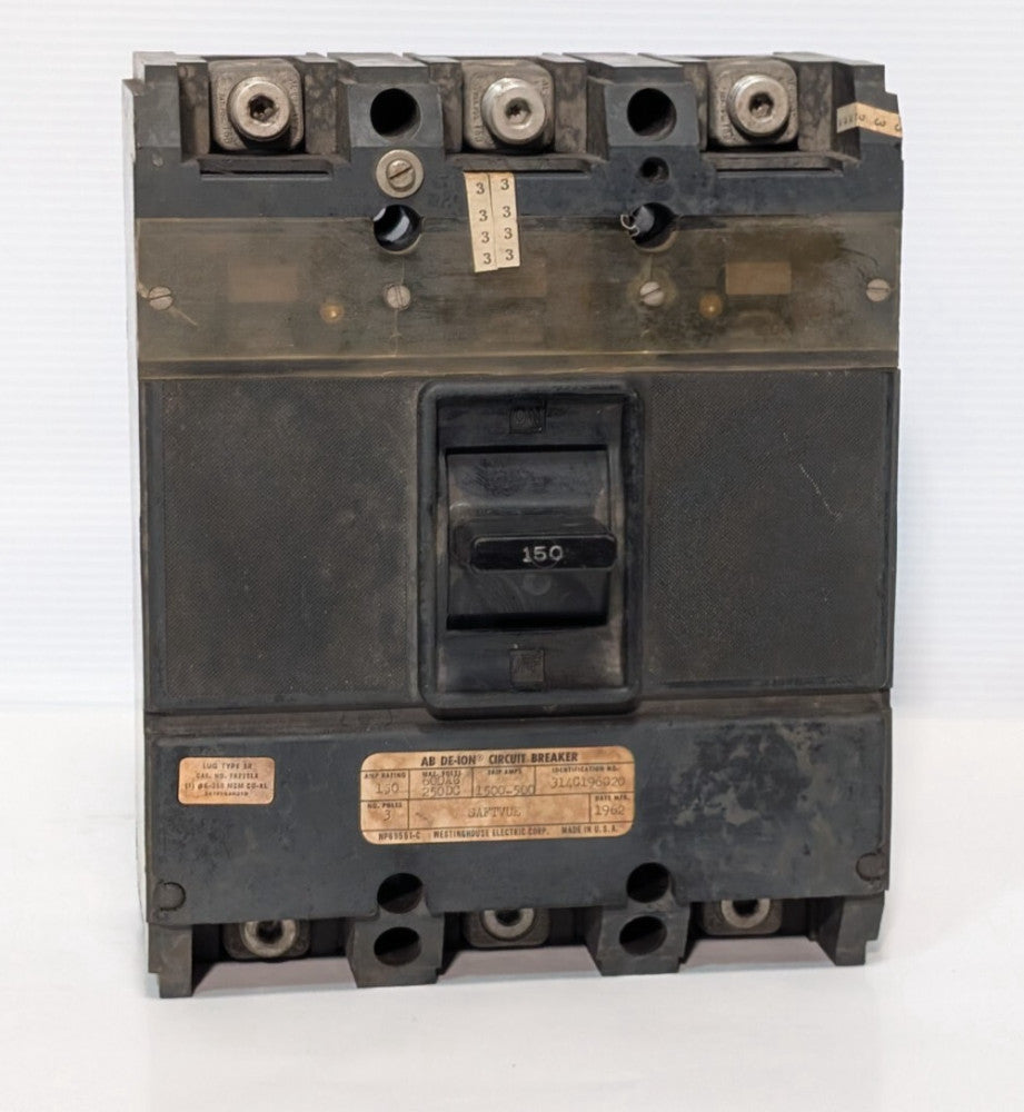 Westinghouse TA225LA, AB De-ion Circuit Breaker SAFTVUE, 3-Pole, 600VAC, 250VDC