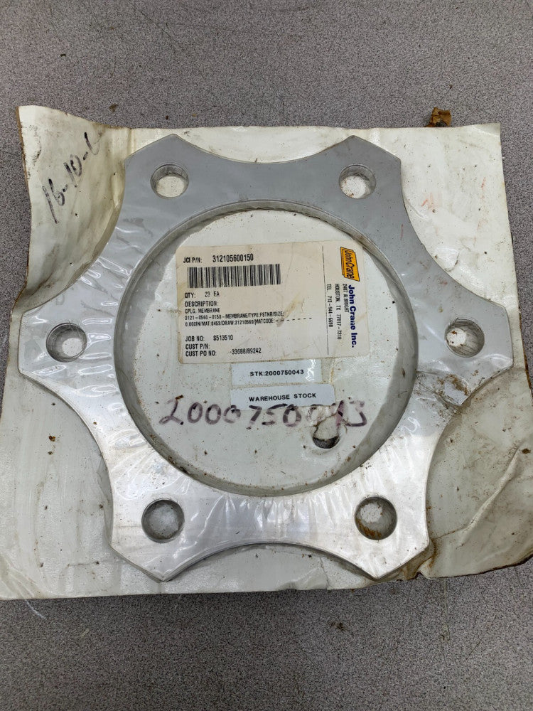 NEW IN PACKAGE JOHN CRANE MEMBRANE 312105600150 MAT: 0453 DRAW: 31210560