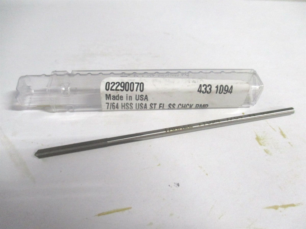 (433-0.1094) 7/64" x 7/8" x 3-1/2" OAL Straight Shank HSS 4Fl Chucking Reamer