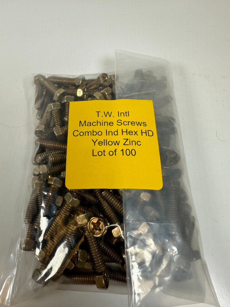 TW Fasteners 1/4 20 x 1" Machine Screw Combo Ind Hex Yellow Zinc Lot of 100 -New