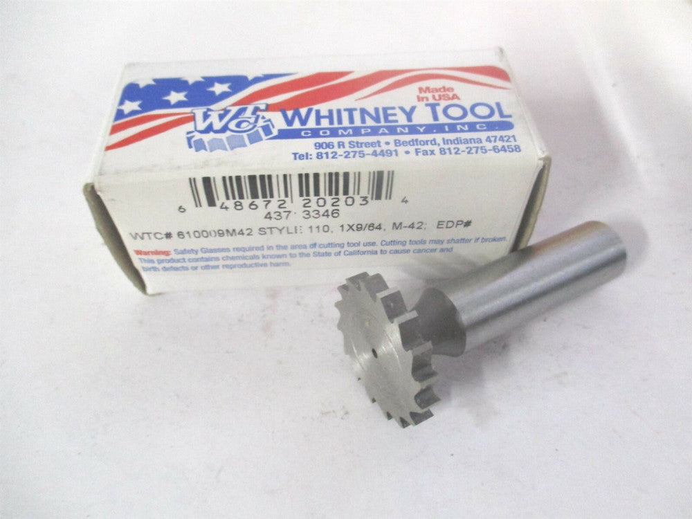 Whitney (20203) 1" x 9/64" x 1/2" 16-Tooth Cobalt Woodruff Keyseat Cutter 