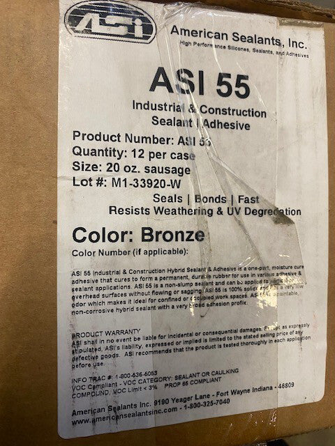 (12 Pack) ASI-55 Industrial & Construction Sealant  / Adhesive Sausage- BRONZE