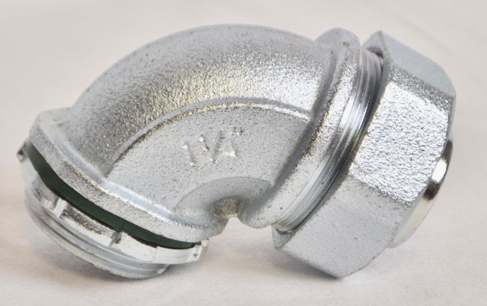 Bridgeport 473-SLT 1-1/4" Liquidtight Malleable Iron 90 Deg Connector