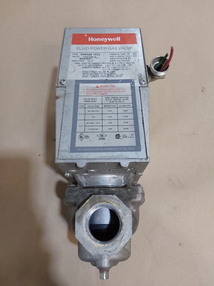 Honeywell V4055A 1031 Fluid Power Gas Valve 110/120V 50/60 & V5055A 1020...O25