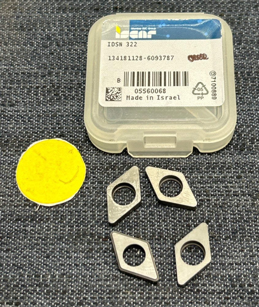 ISCAR NEGATIVE RAKE SHIM  IDSN 322  5560068  3/8" INSCRIBED CIRCLE  LOT OF 4