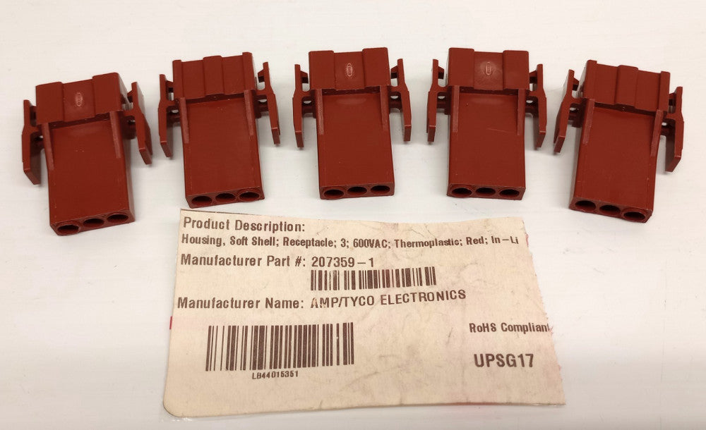 AMP 207359-1 Receptacle Housing Red Thermoplastic Tyco 2073591 (Pack Of 5)