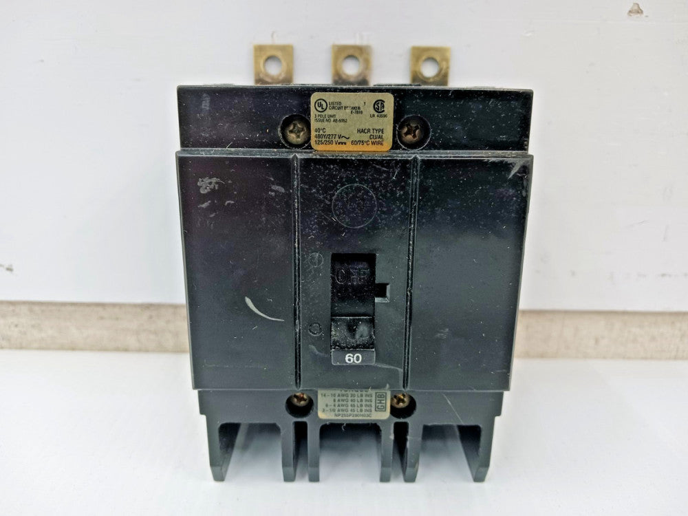 Cutler Hammer 60 Amp Bolt-On Circuit Breaker 3 Pole 277/480 VAC 65kA GHB3060