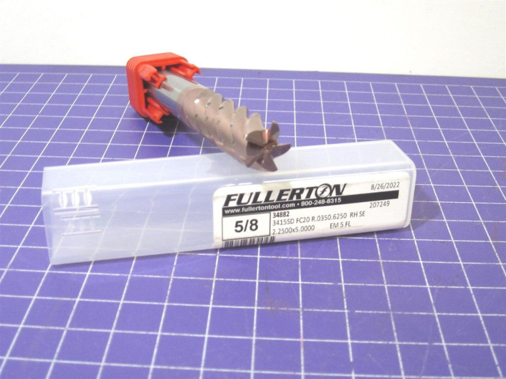 Fullerton Tool 5/8 Carbide End Mill 3415 Fantom Vicor 5F RH Variable Helix