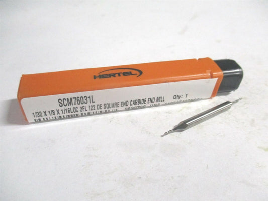 (E5022002) 1/32" x 1/16" x 1/8" x 1-1/2" Solid Carbide 2 Flute Square End Mill