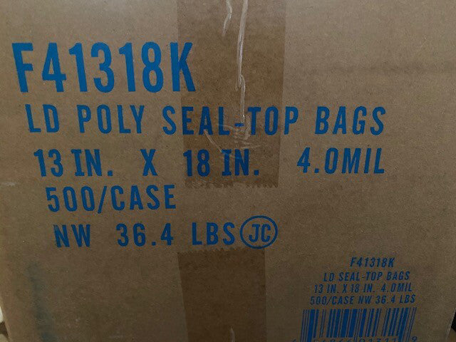 (Case of 500) Zip Closure Bag Clear Line 13 X 18" LDPE Clear, 4.0 Mil (NEW)