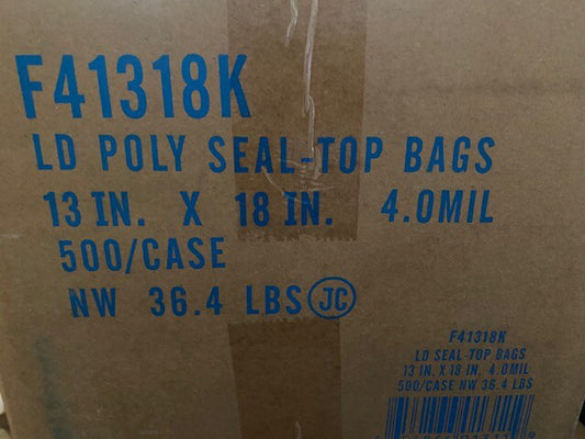 (Case of 500) Zip Closure Bag Clear Line 13 X 18" LDPE Clear, 4.0 Mil (NEW)