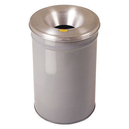 Justrite 26615G Cease-Fire 15 Gal Round Indoor Metal Can, Gray, None, Steel,
