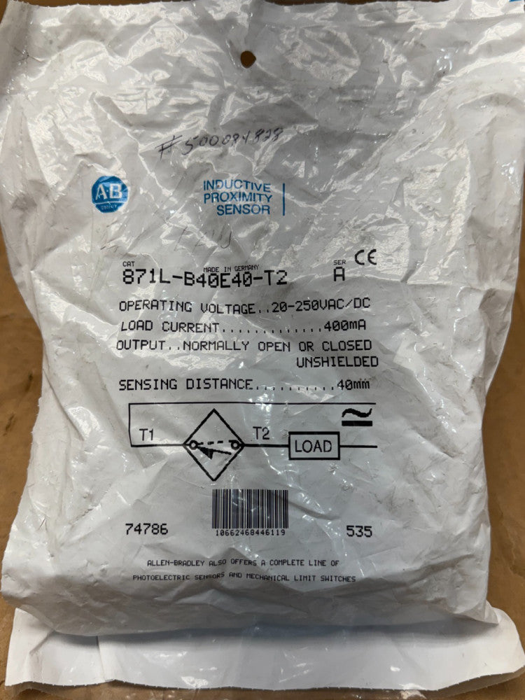 NEW IN PACKAGE ALLEN-BRADLEY INDUCTIVE PROXIMITY SENSOR 871L-B40E40-T2 SERIES A