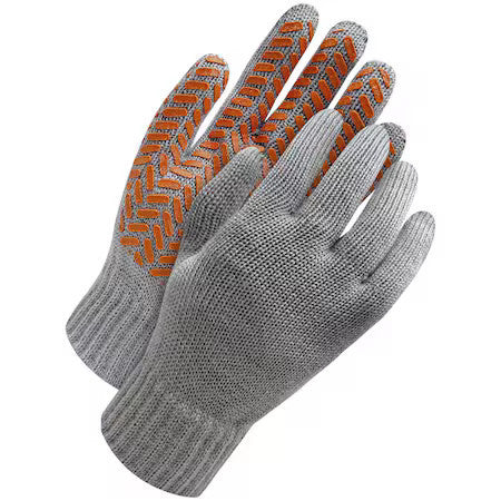 Bdg 80-9-2025-L Wool/Acrylic Cold Weather Gloves, Pvc Grip Palm, Gray, M