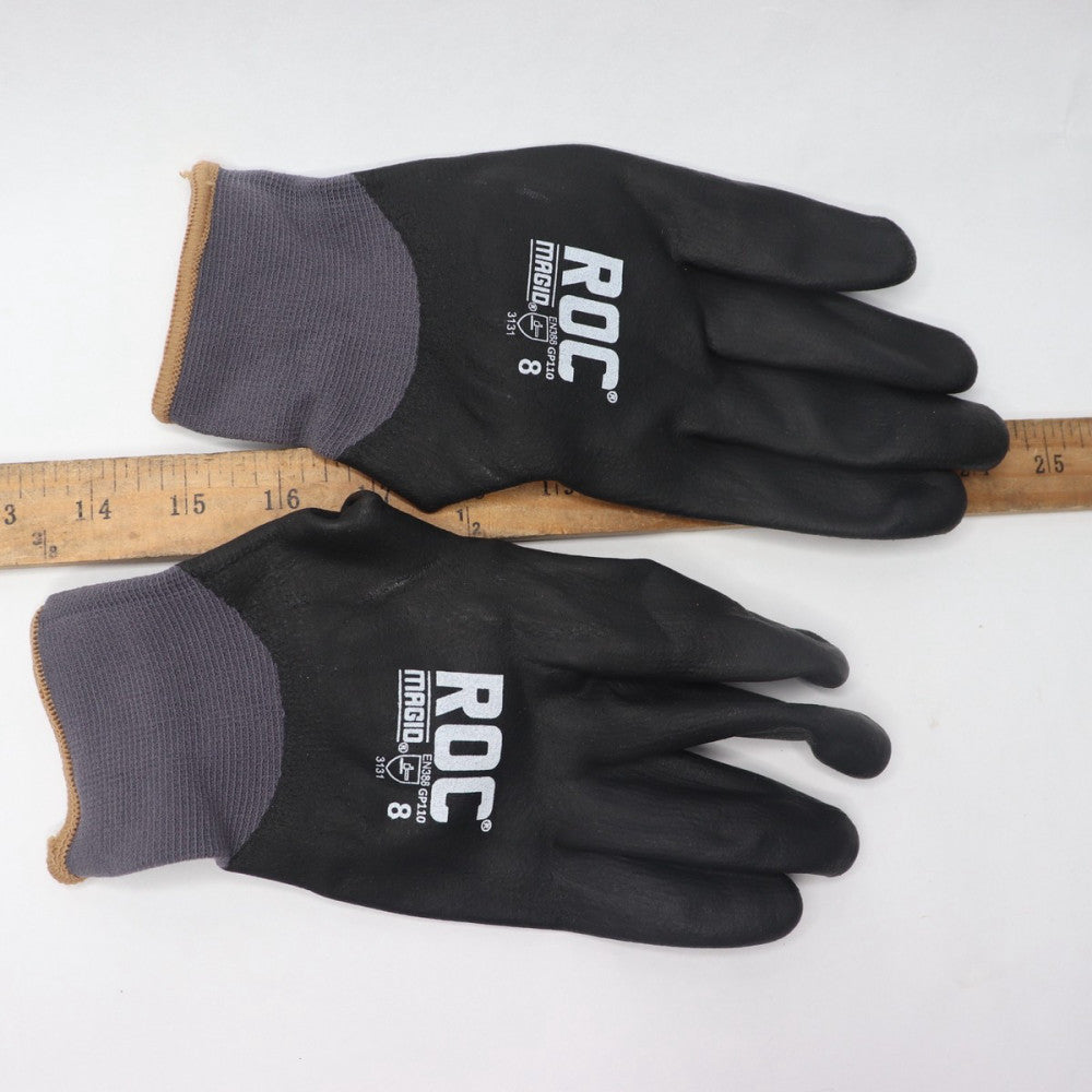 (Pair) Magid Grey Nylon Blended Gloves w/ Foam Nitrile Coating GP110-8