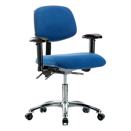 Zoro Select Br-Esd-Fdhch-Cr-T0-A1-Ec-Esdblu Ergonomic Chair, Adjustable Arms,