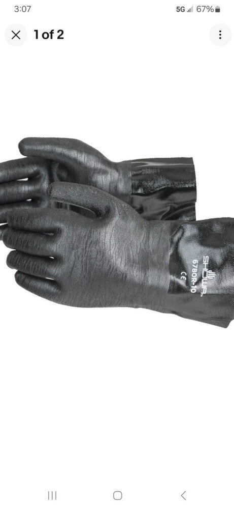 10 Pair Showa 6780R-10 Neoprene Chemical Resistant Safety Glove w/ Rough Grip