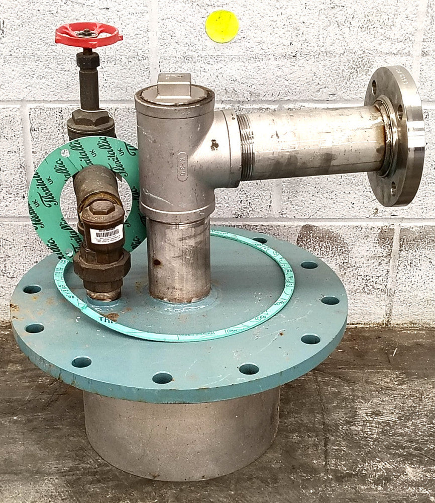 INDUSTRIAL GAS VALVE ASSEMBLY W/MILWAUKEE 1-1/2" VALVE 7-1/2" FLANGE SS/STEEL