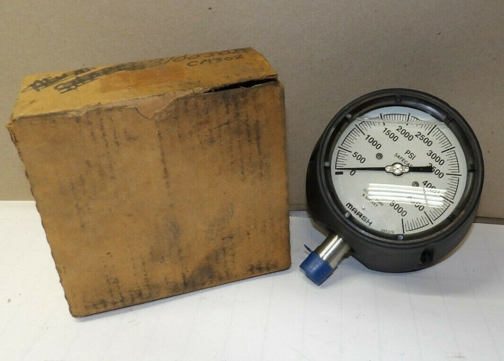 NEW MARSH TURRET CASE 0-5000 PSI 4-1/2" LIQUID FILLED PRESSURE GAUGE 1/4" NPT  