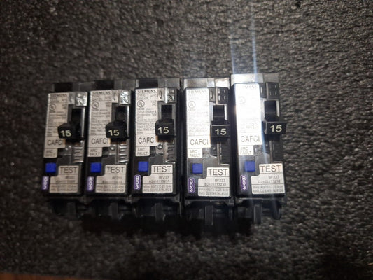 (5) PCS Siemens QA115AFCN 15A 120V CAFCI Plug-In Circuit Breakers
