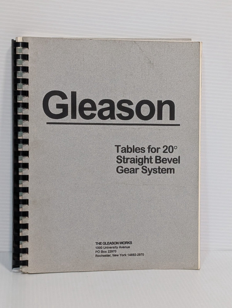 Gleason Tables for 20 Degree Straight Bevel Gear System, Revised 1978