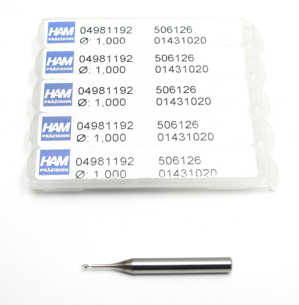 5pcs HAM Precision 04981192 506126 Micro Mill Bits 1.0 x 4.0 x 38mm