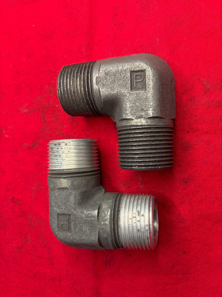 PARKER ELBOW FITTING 90° 1" NPT 7/8" THREAD LENGTH (LOT OF 2)