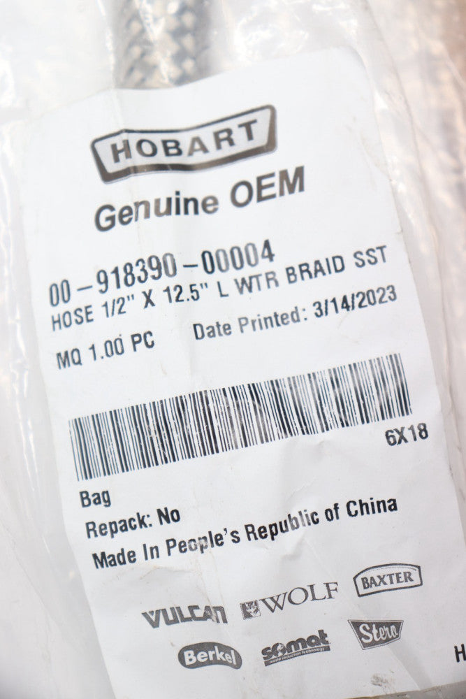Hobart Hose Wtr Braid Stainless Steel 1/2" x 12.5" L 00-918390-00004 
