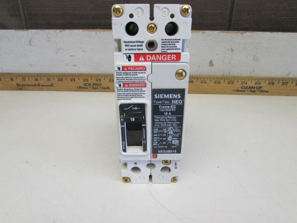 SIEMENS NEG2B015  CIRCUIT BREAKER TYPE NEG, 2P-15A-600V GOOD TAKEOUT MAKE OFFER!