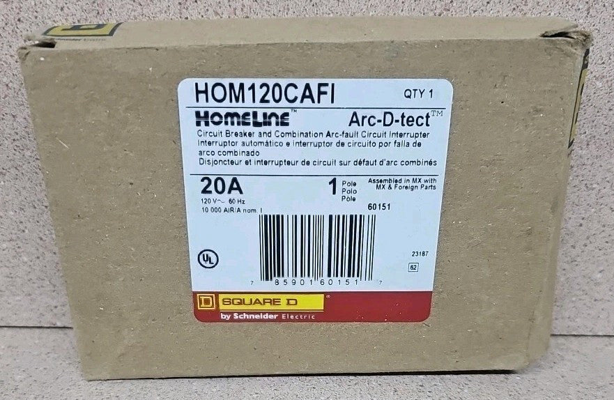 Square D HOM120CAFI 20A Combination Arc Fault Circuit Interrupter NEW