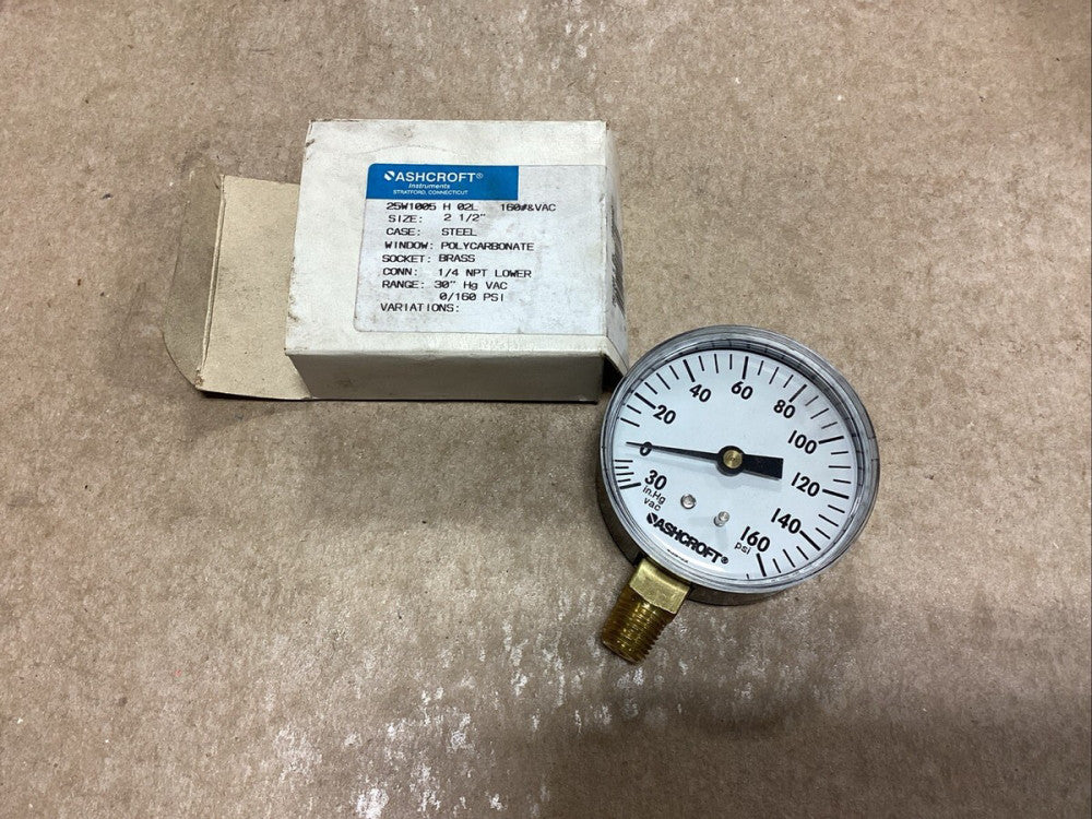 Ashcroft Pressure Guage 25W1005 H 02L 160 PSI